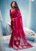 Magenta Pink Woven Cotton Silk Saree