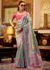 Peacock Blue Woven Tissue Silk Saree