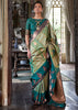 Emerald & Sage Green Dual Tone Bronze Zari Woven Banarasi Silk Saree