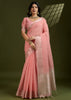 Amber Peach Woven Soft Silk Saree