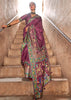 Wine Maroon Printed Silk Saree