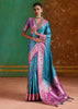 Vivid Blue Banarasi Satin Silk Saree