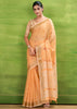 Orange Peach Woven Linen Silk Saree