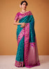 Teal Blue Woven Banarasi Silk Saree