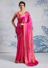 Magenta Pink Satin Silk Saree with Ajrakh Printed Pallu and Blouse
