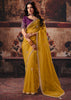 Yellow Designer Organza Saree With Embroidered Blouse