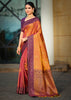 Apricot Orange Dual Tone Woven Banarasi Silk Saree