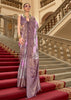 Vintage Purple Printed Satin Silk Saree