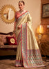 Beige Woven Banarasi Tissue Silk Saree