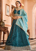 Coral Blue Tissue Silk Embroidered Lehenga
