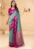 Fossil Grey Woven Satin Silk Saree