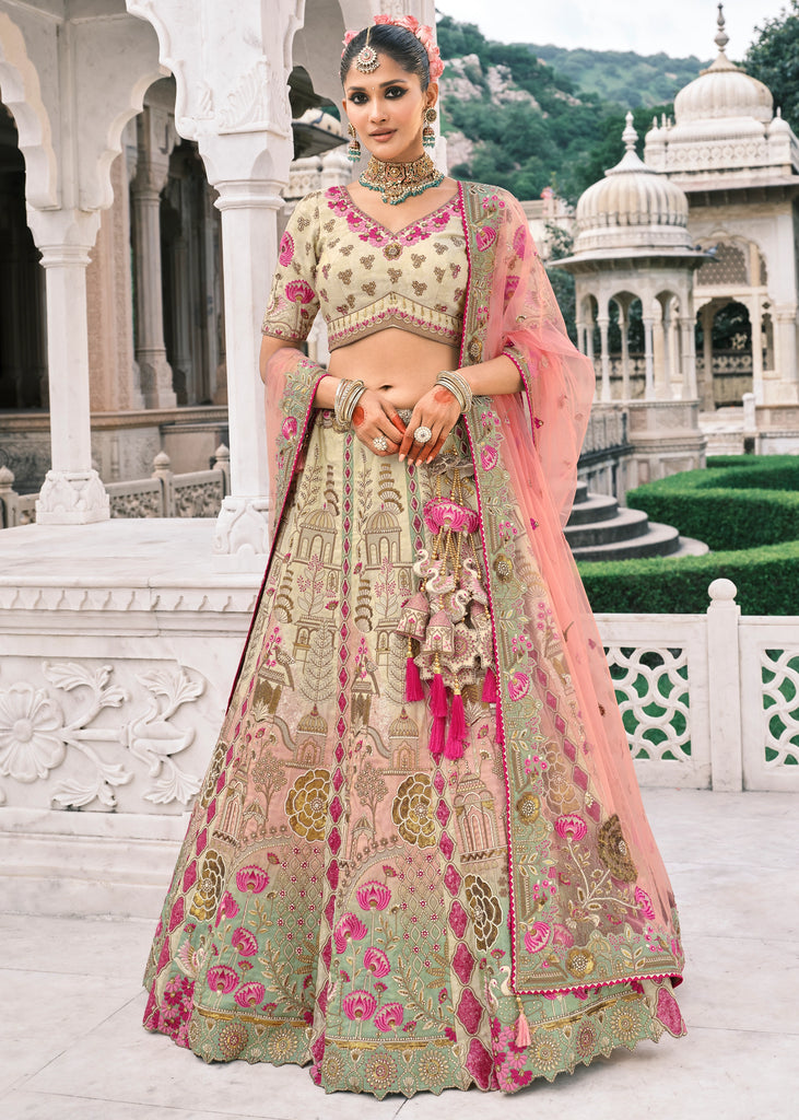 Off White Heavy Embroidered Designer Lehenga