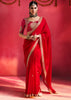 Bridal Red Embroidered Soft Silk Saree With Contrast Blouse