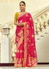 Raspberry Pink Woven Banarasi Designer Silk Saree With Contrast Blouse