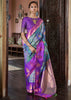 Gorgeous Teal Green Dual Tone Bronze Zari Woven Banarasi Silk Saree