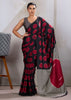 Red Printed Satin Silk Saree