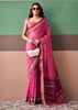 Fuchsia Pink Woven Cotton Silk Saree