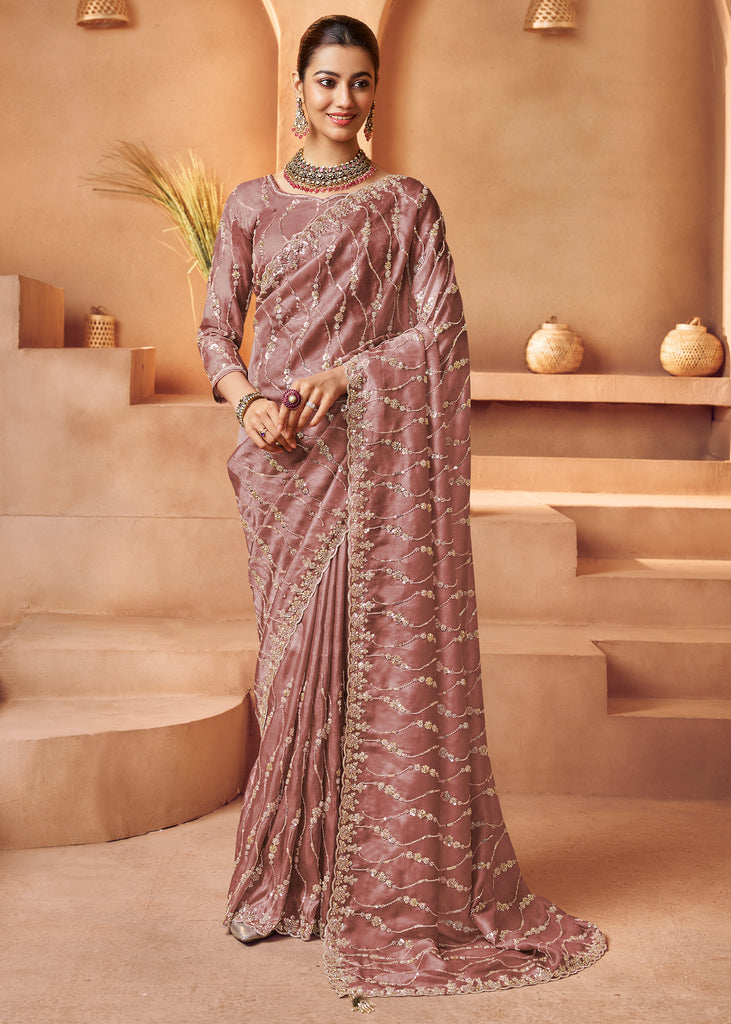 Rose Mauve Designer Tissue Silk Saree