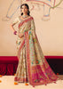 Off White Designer Embroidered Saree