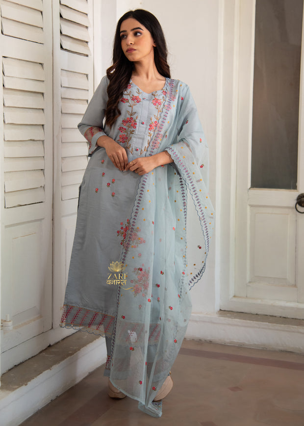 Serene Blue Floral Embroidered Suit (10702840758465)