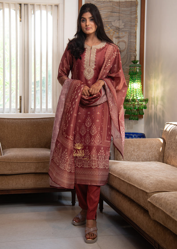 Maroon Ethnic Embroidered Suit (10702046822593)