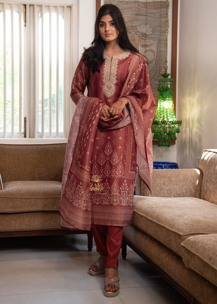 Maroon Ethnic Embroidered Suit (10702046822593)