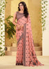 Peach Pink Woven Linen Silk Saree