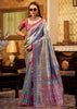Indigo Blue Woven Tissue Silk Saree