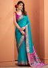 Teal Blue Woven Banarasi Patola Silk Saree