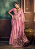Onion Pink Woven Munga Cotton Silk Saree