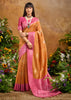 Russet Orange Woven Cotton Silk Saree