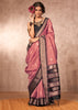 Mauve Pink Woven Banarasi Silk Saree With Contrast Border