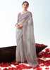 Lavender Purple Embroidered Designer Tissue Saree