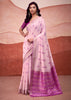 Lavender Pink Woven Cotton Silk Saree