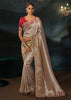 Golden Beige Embroidered Tanchoi Silk Saree