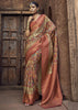 Earth Red Floral Printed Soft Silk Saree