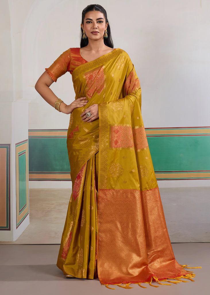 Apple Green Banarasi Silk Saree