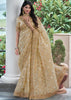 Off White Heavy Embroidered Designer Silk Saree (10580180140225)