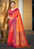 Spicy Orange Dual Tone Woven Banarasi Silk Saree