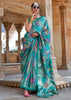 Teal Blue Printed Soft Silk Saree
