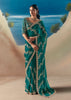 Emerald Green Satin Organza Embroidered Saree