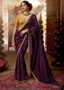 “Exclusive Offer” : Royal Maroon Woven Designer Embroidered Silk Saree With Contrast Blouse