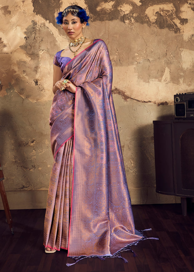 Lavender Woven Kanjivaram Silk Saree