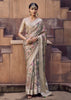 Silver Grey Digital Printed Silk Saree