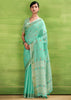 Sea Green Woven Linen Silk Saree