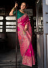 “Exclusive Offer” : Princess Pink Woven Embroidered Banarasi Silk Saree
