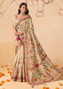 Cream White Designer Embroidered Saree