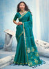 Teal Blue Woven Cotton Silk Saree