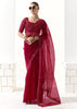 Beet Red Designer Organza Tissue Silk Saree
