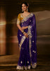 Grape Violet Embroidered Designer Organza Saree